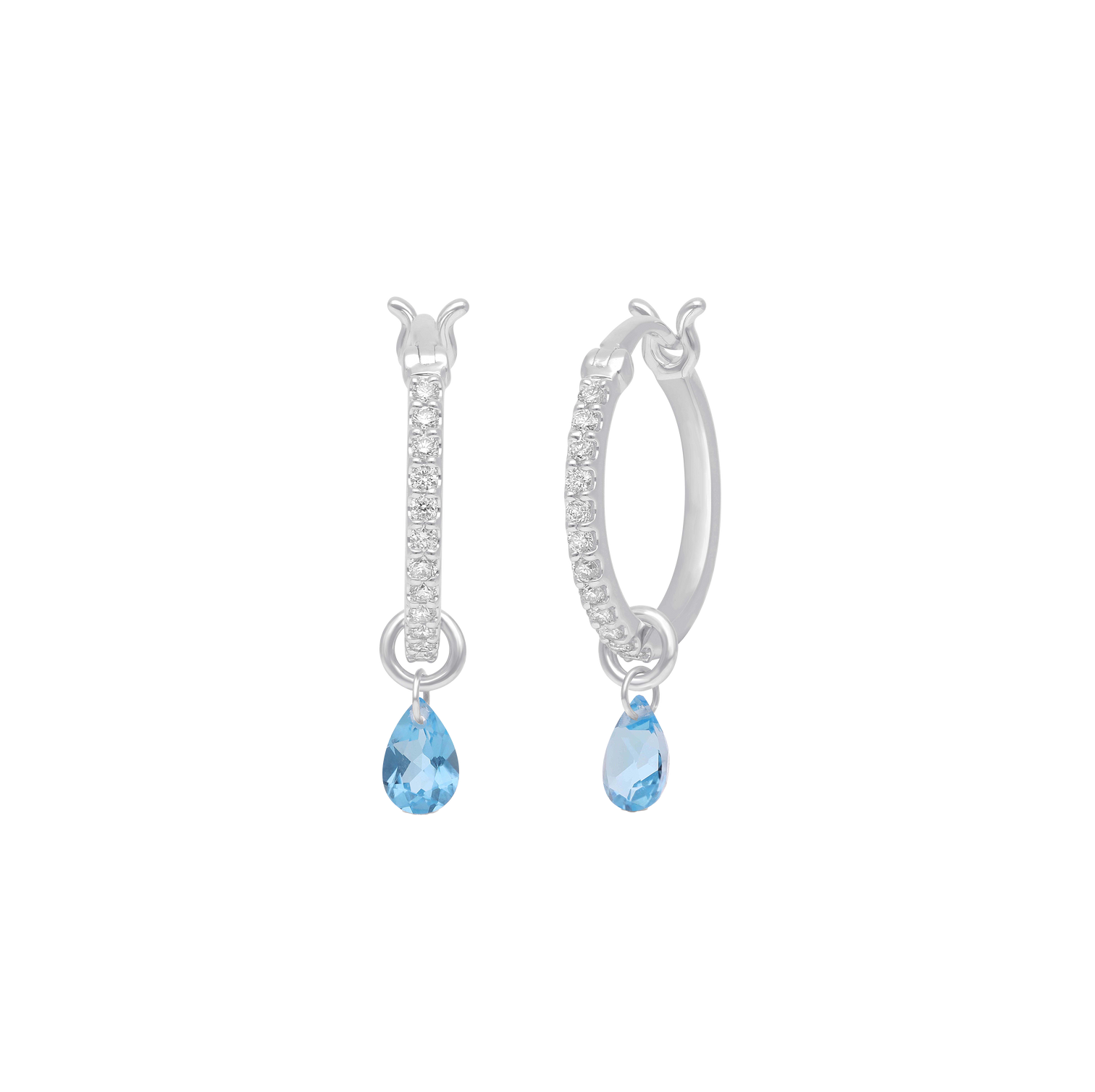 Sabel Collection White Gold Diamond and Sky Blue Topaz Drop Earrings